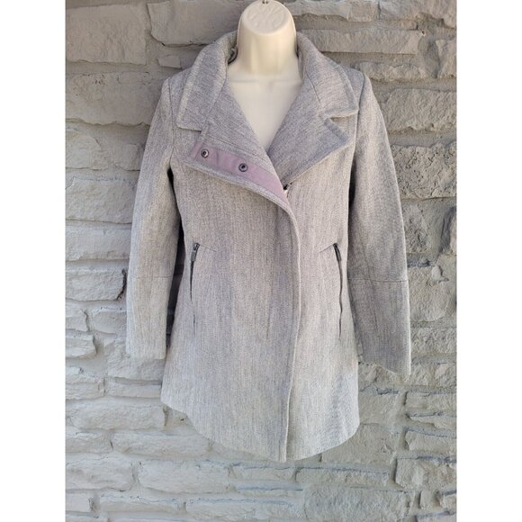 Next Outerwear Gray Wool Blend Coat Jacket Mid Length Full Zip Women’s Size 6 - Picture 1 of 11